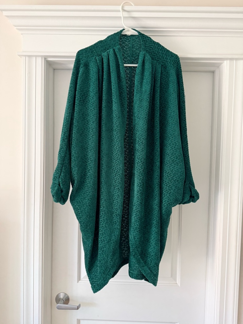 Open-Front Teal Green Women's Knit Cardigan
